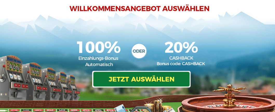 100% Prämie oder 20% Cashback mit dem SCasino Willkommensbonus!