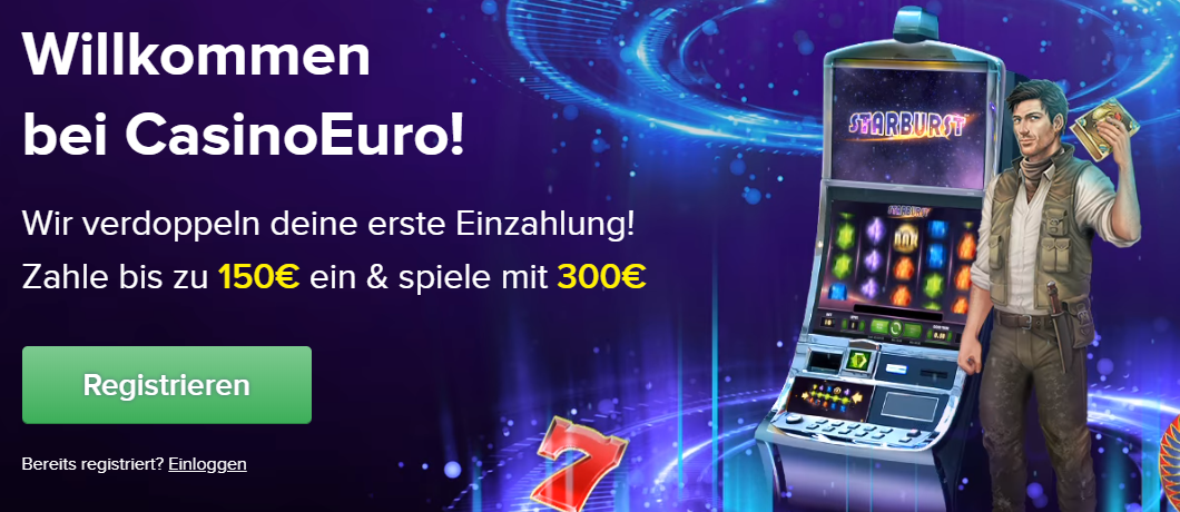 Bis zu 150€ als Willkommensbonus im CasinoEuro holen – ein 100% Bonusangebot