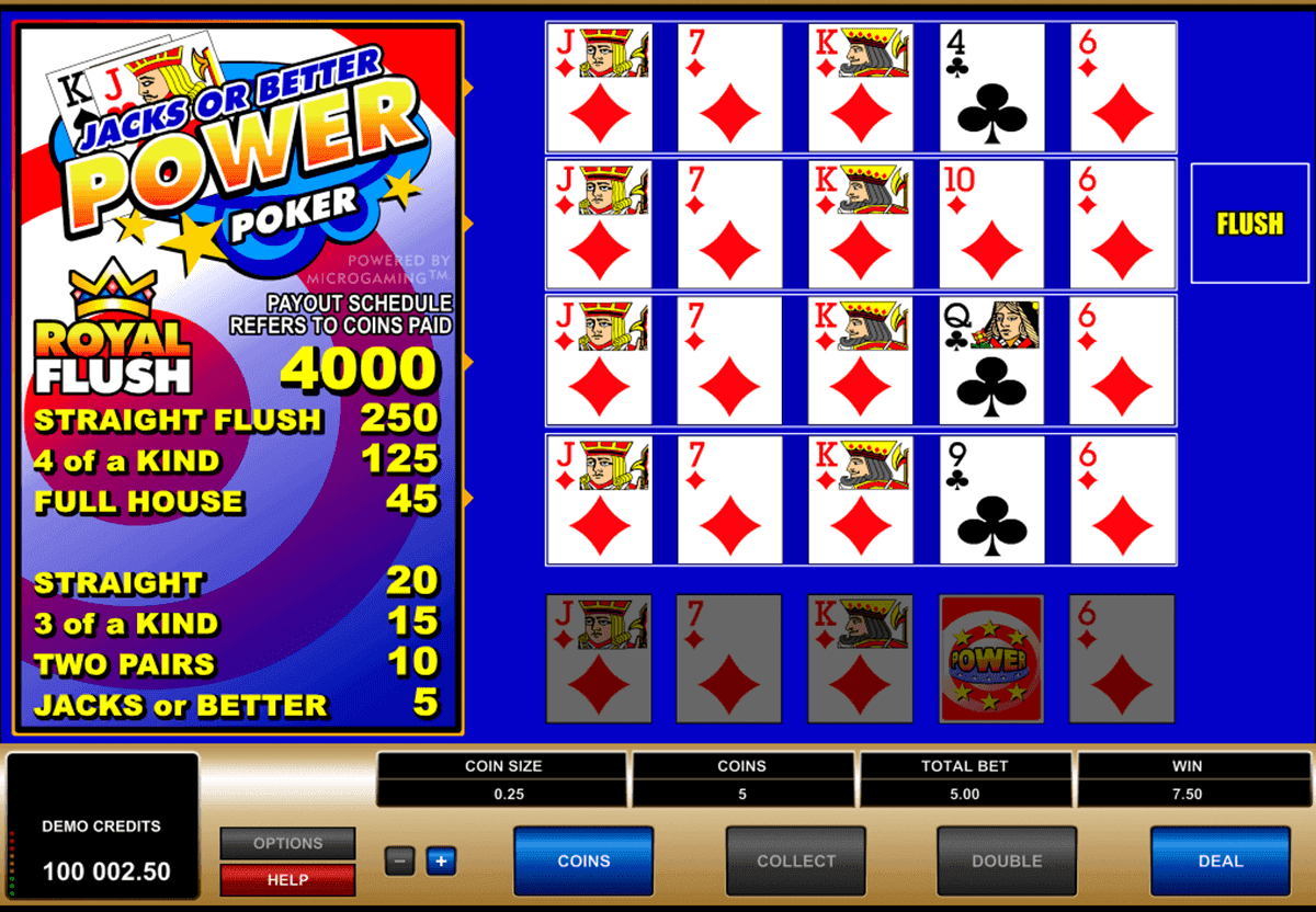 Jacks or Better 4 Play Power Poker