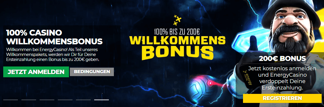 Sichern Sie sich den 100% Willkommensbonus mit bis zu 200€ im EnergyCasino