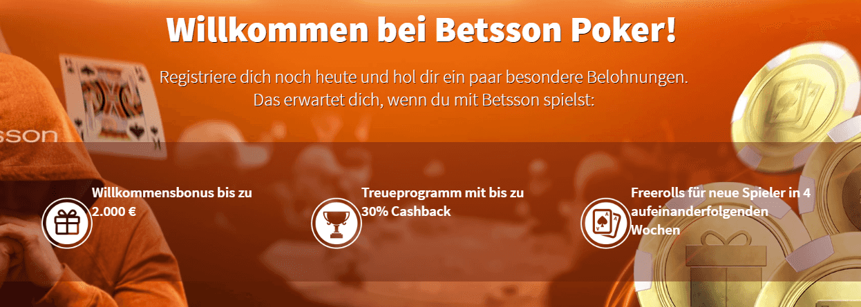 Willkommen bei Betsson Poker – Erhalten Sie als Neukunde einen Bonus von bis zu 2.000€
