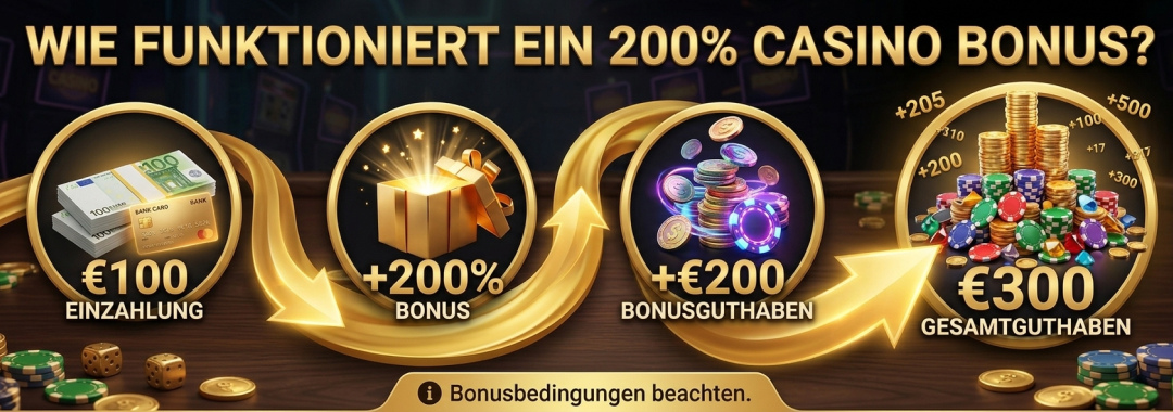 Wie funktioniert ein 200% Casino Bonus?
