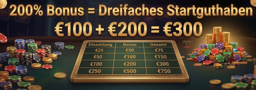 200% Bonus = Dreifaches Startguthaben