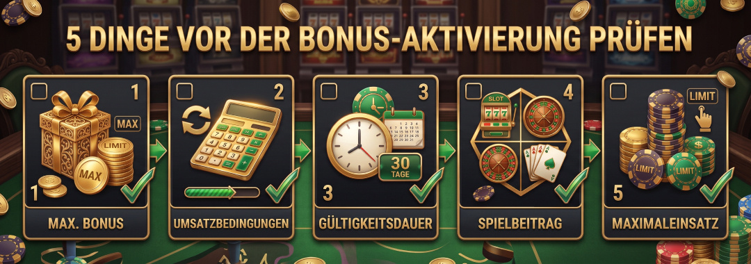 5 Dinge vor der Bonus-Aktivierung prüfen