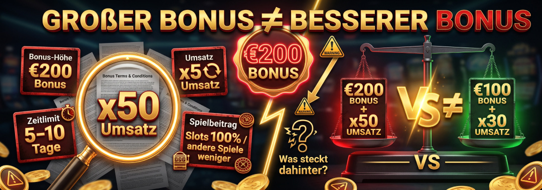 Großer Bonus ≠ Besserer Bonus