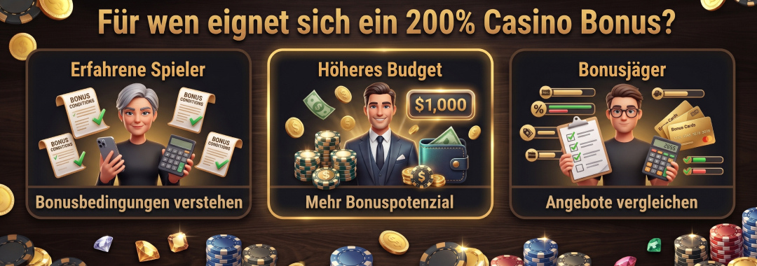 Für wen eignet sich ein 200% Casino Bonus?