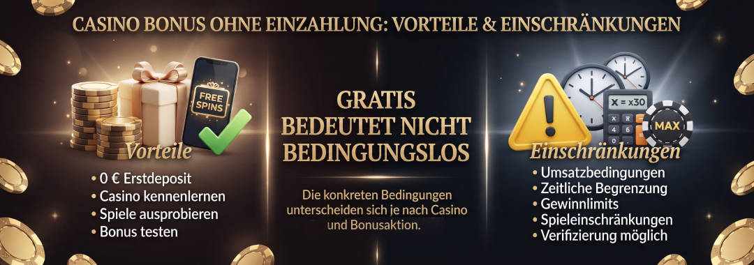 Casino Bonus ohne Einzahlung: Vorteile & Einschränkungen