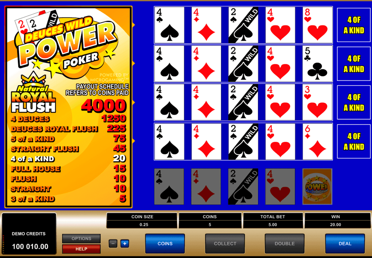 how to play video poker deuces wild