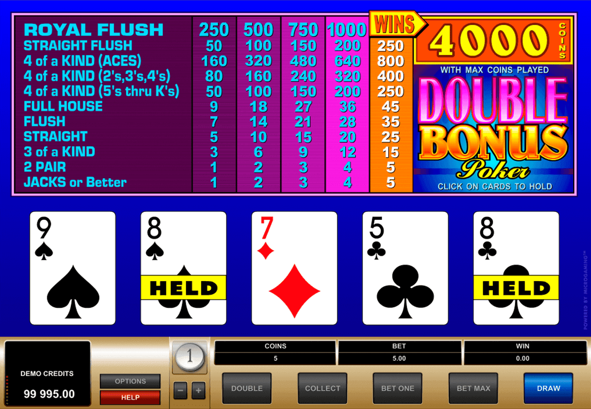 double down video poker free