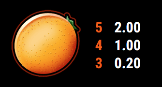 Fruit Mania Slot online spielen - Auszahlungswerte für die Gewinnkombinationen von Orangen Symbole