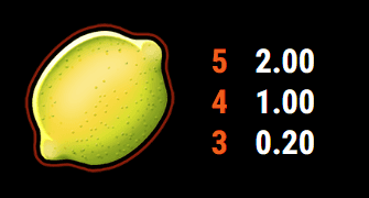 Fruit Mania Slot online spielen - Auszahlungswerte für die Gewinnkombinationen von Zitronen Symbole