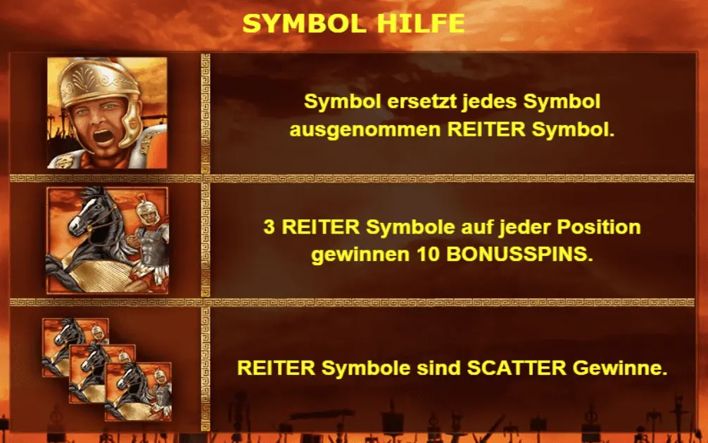Roman Legion online Slot Simbol Hilfe