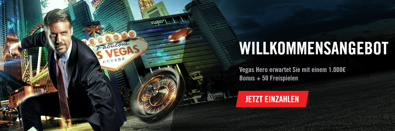 Vegas Hero Casino 50 Freispiele + 1.000€ Willkommensbonus