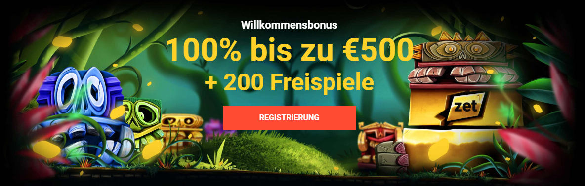 Der ZetCasino Willkommensbonus – 100% Bonuszuzahlung bis maximal 500€ plus 200 Freispiele